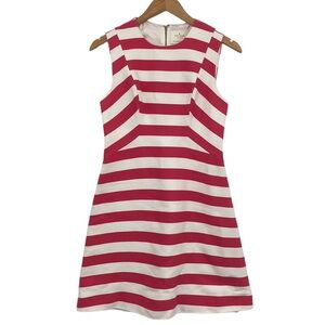Kate Spade Kite Sicily Dress Womens Size 4 Pink White‎ Stripes Lined Sleeveless
